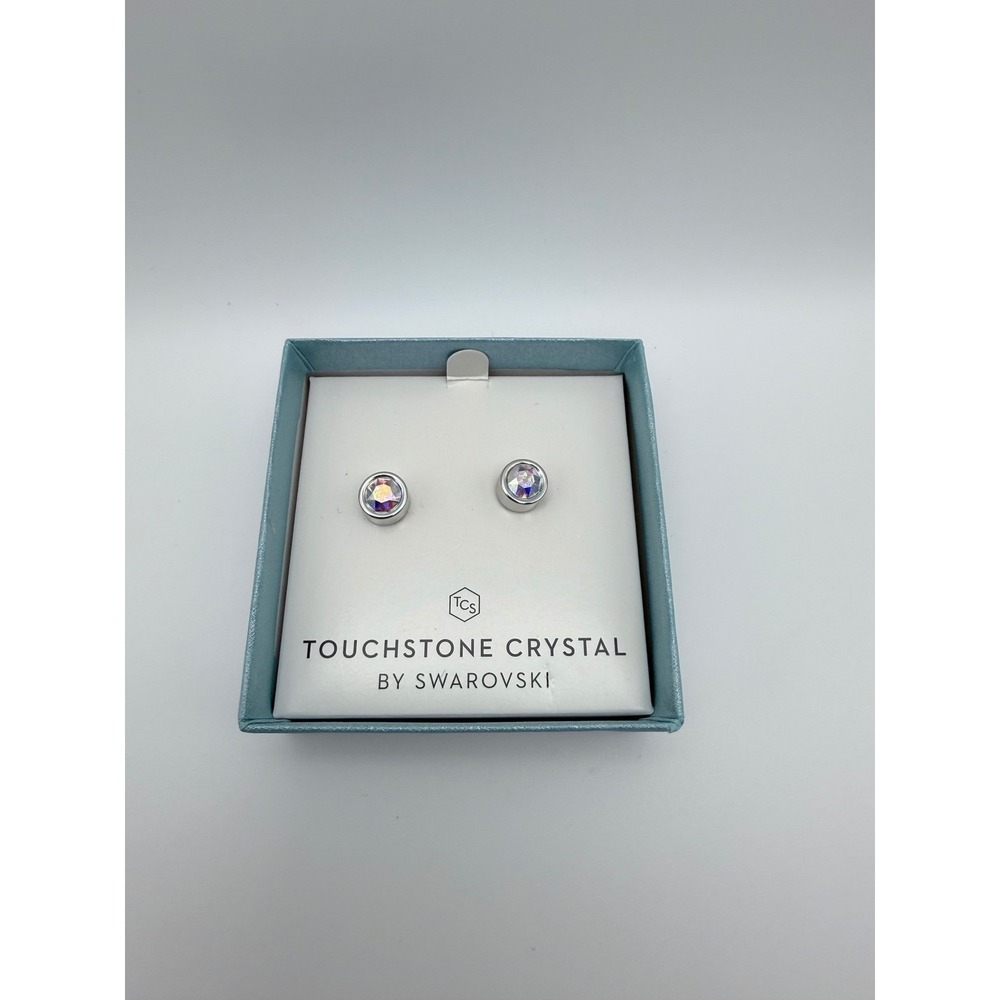 Touchstone Crystal by‎ Swarovski Aurore Boreale Ice Crystal Stud Earrings